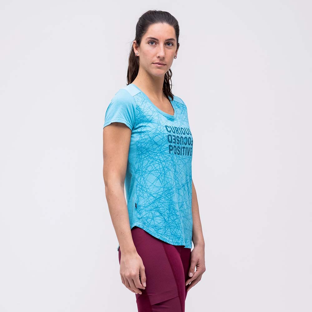 Salewa Alpine Hemp Print Maui Blue Women T-Shirts