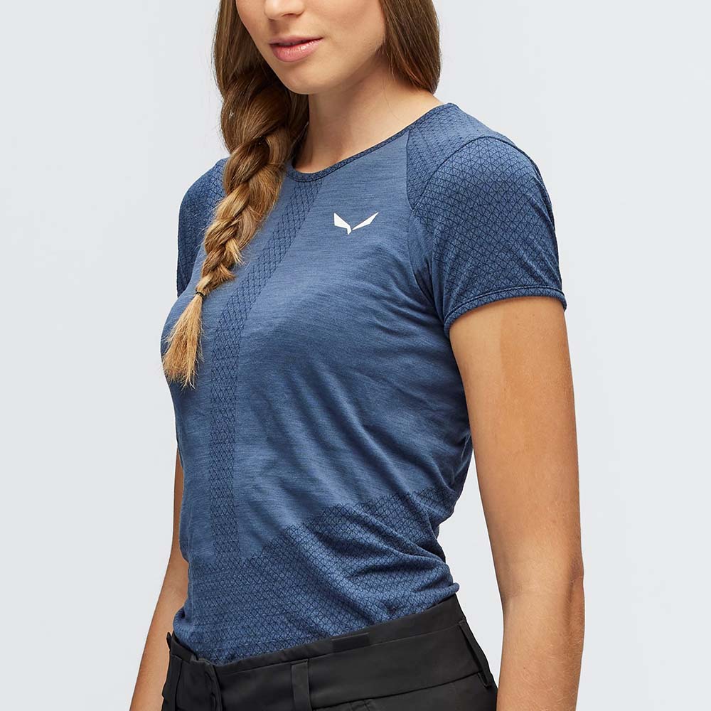 Salewa Zebru Responsive Short Sleeve Dark Blue Women T-Shirts
