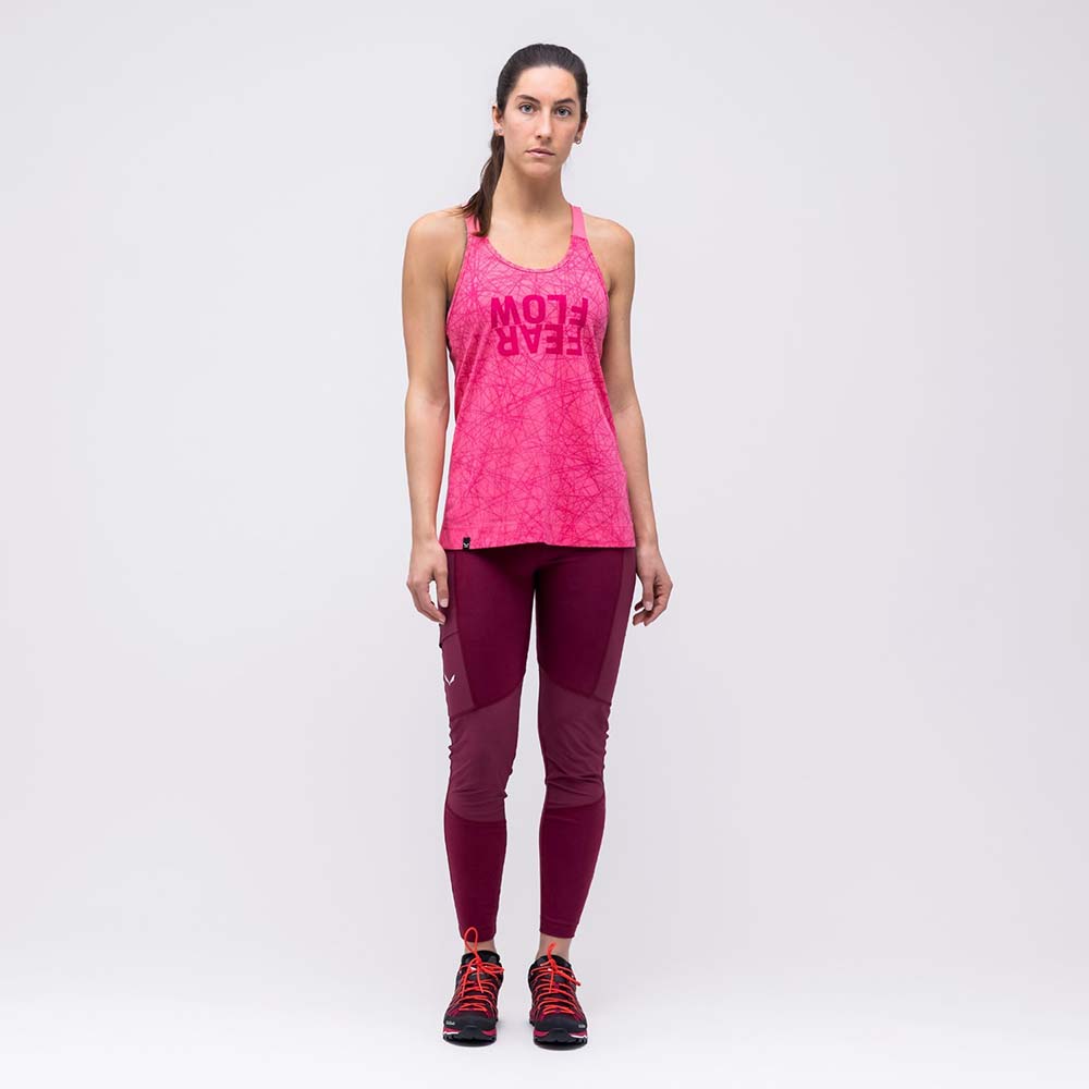 Salewa Alpine Hemp Print Violet/Rose Women Tank Top