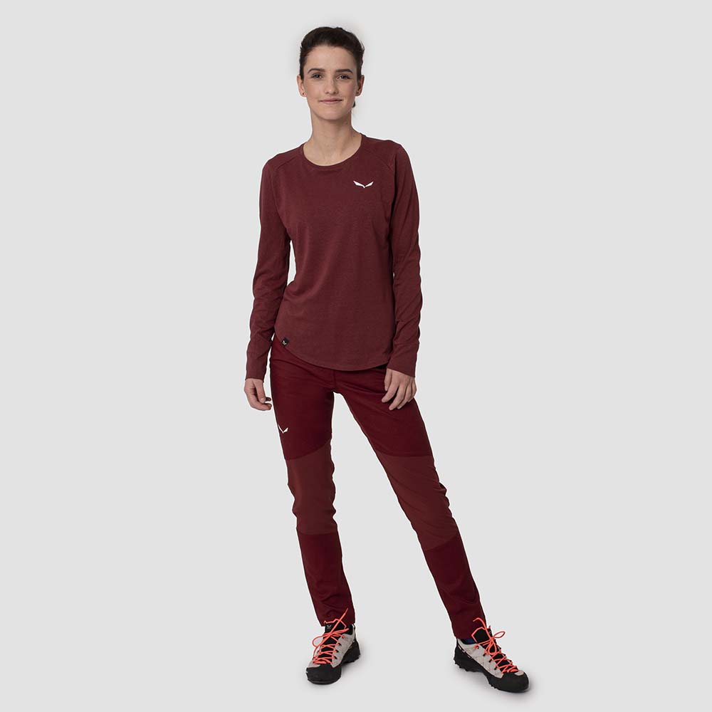 Salewa Lavaredo Hemp Long Sleeve Red Women T-Shirts