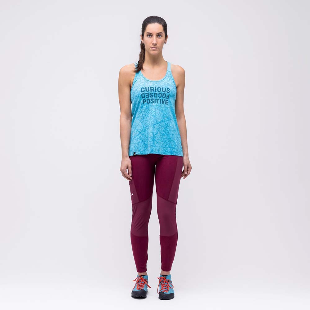 Salewa Alpine Hemp Print Maui Blue Women Tank Top
