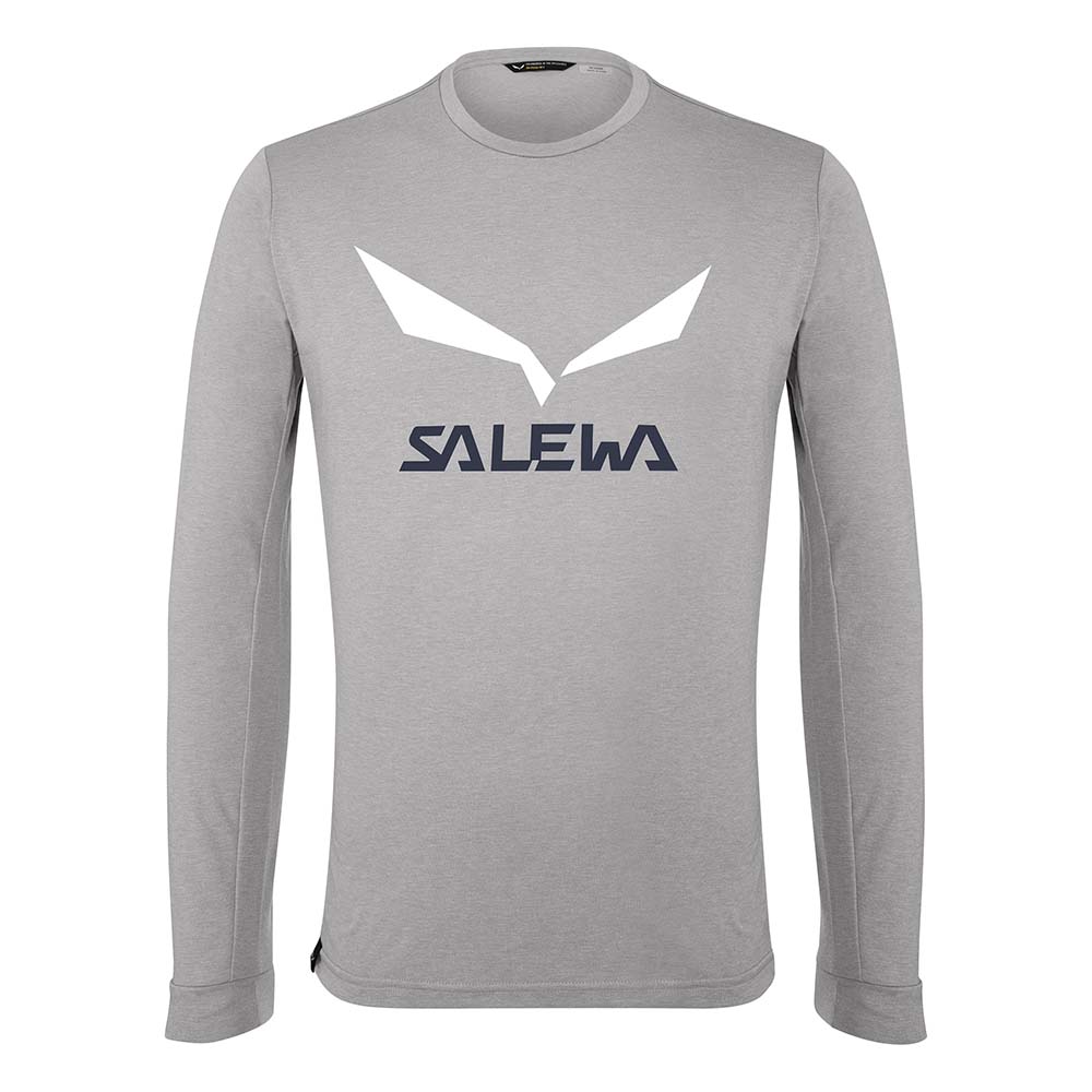 Salewa Solidlogo Dry Long Sleeve Grey Men T-Shirts