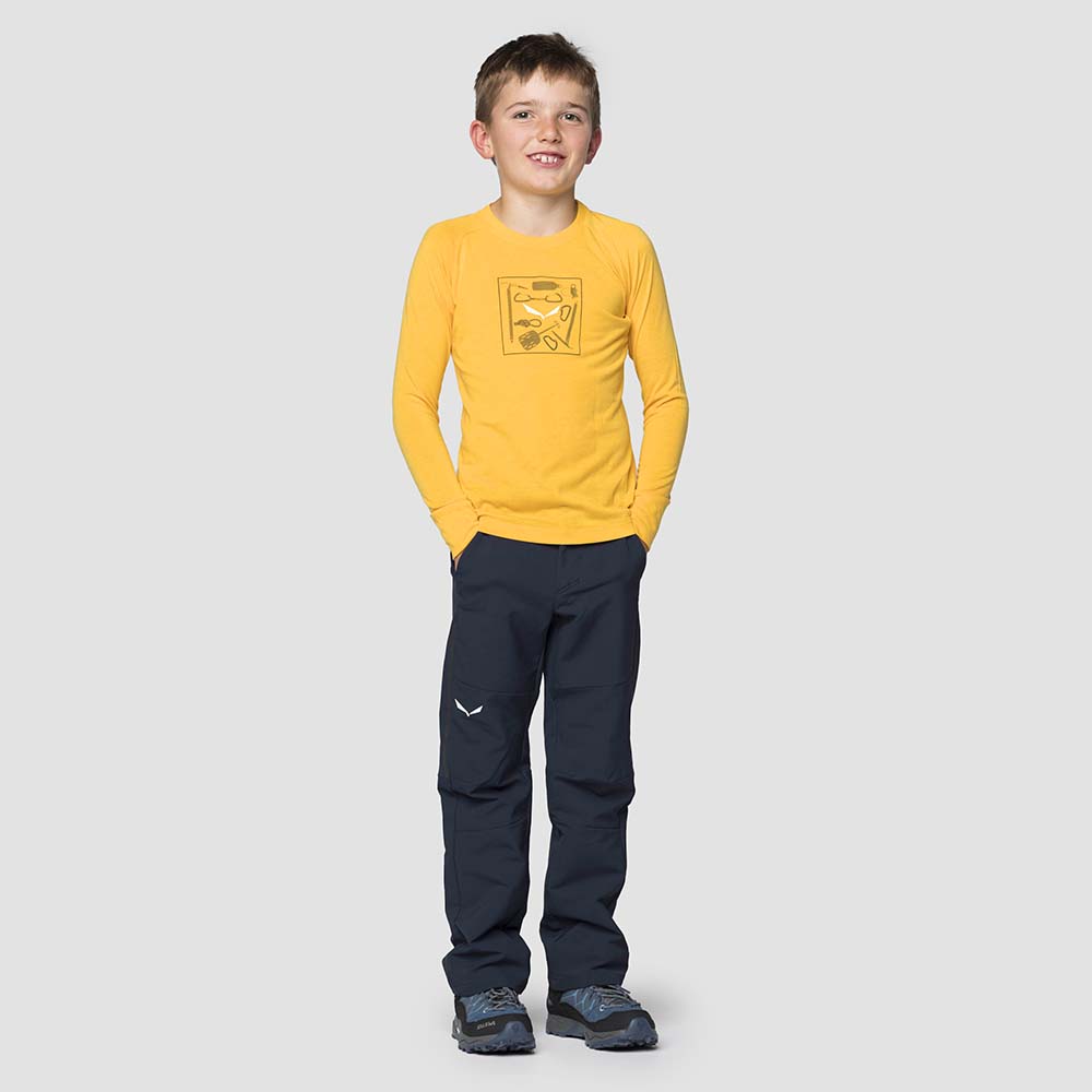 Salewa Pure Dry Graphic Long Sleeve Yellow/Gold Kids T-Shirts