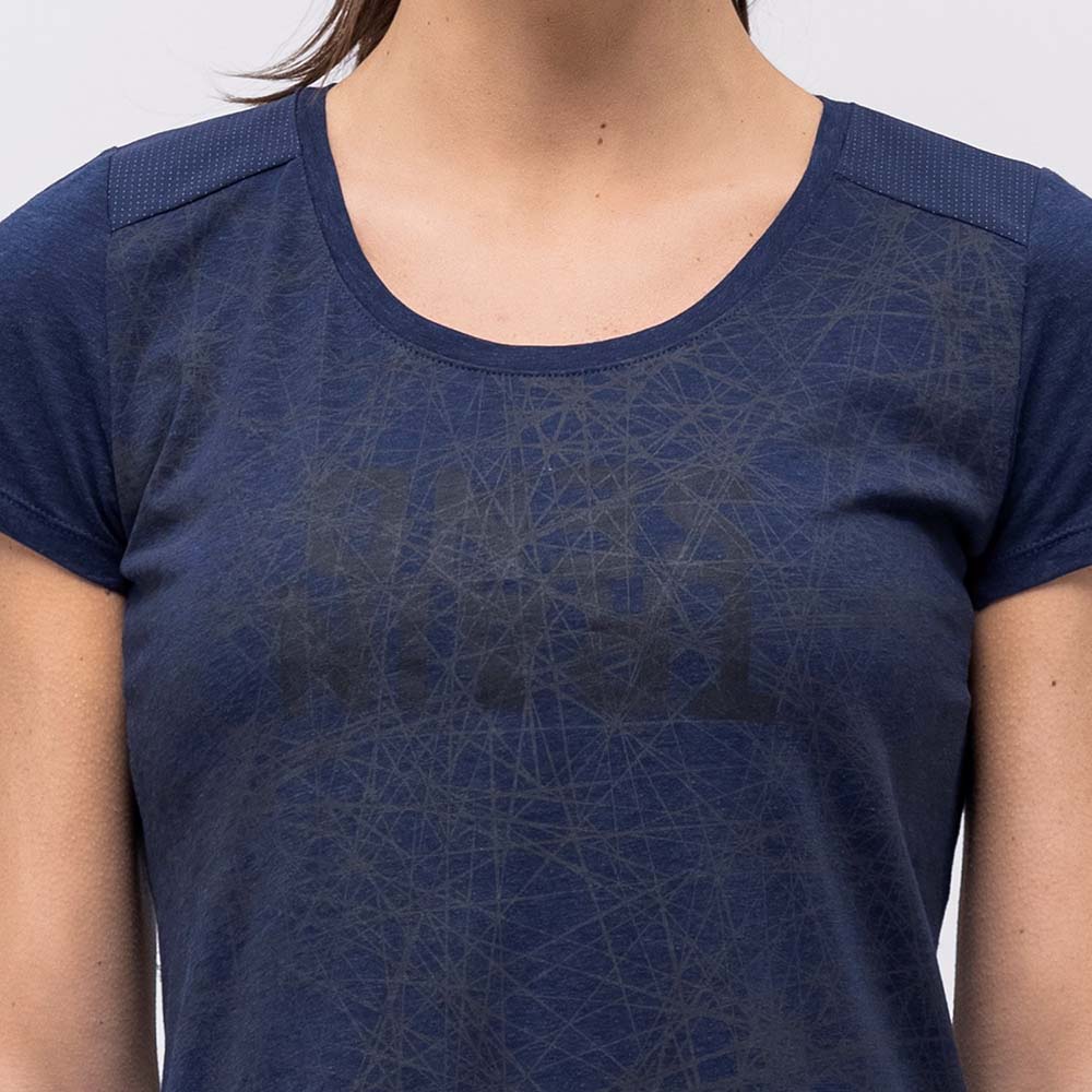 Salewa Alpine Hemp Print Navy Blue Women T-Shirts