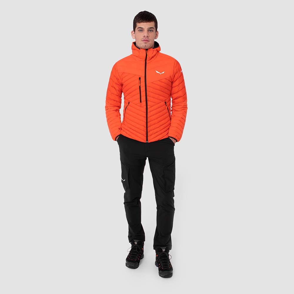Salewa Ortles Light 2 RDS Down Red Orange Men Hooded Jacket