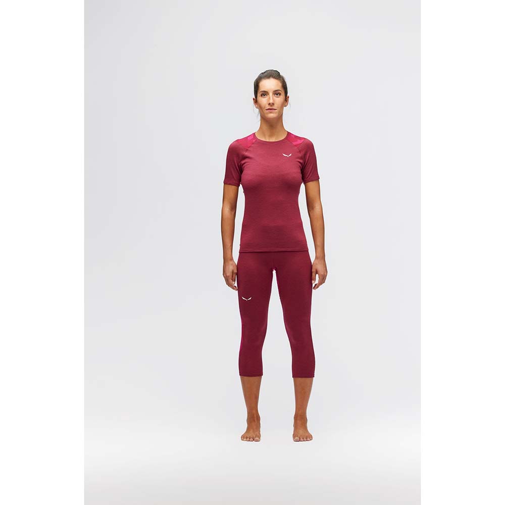 Salewa Cristallo Warm Alpine Merino Responsive Short Sleeve Violet/Red Women Baselayer