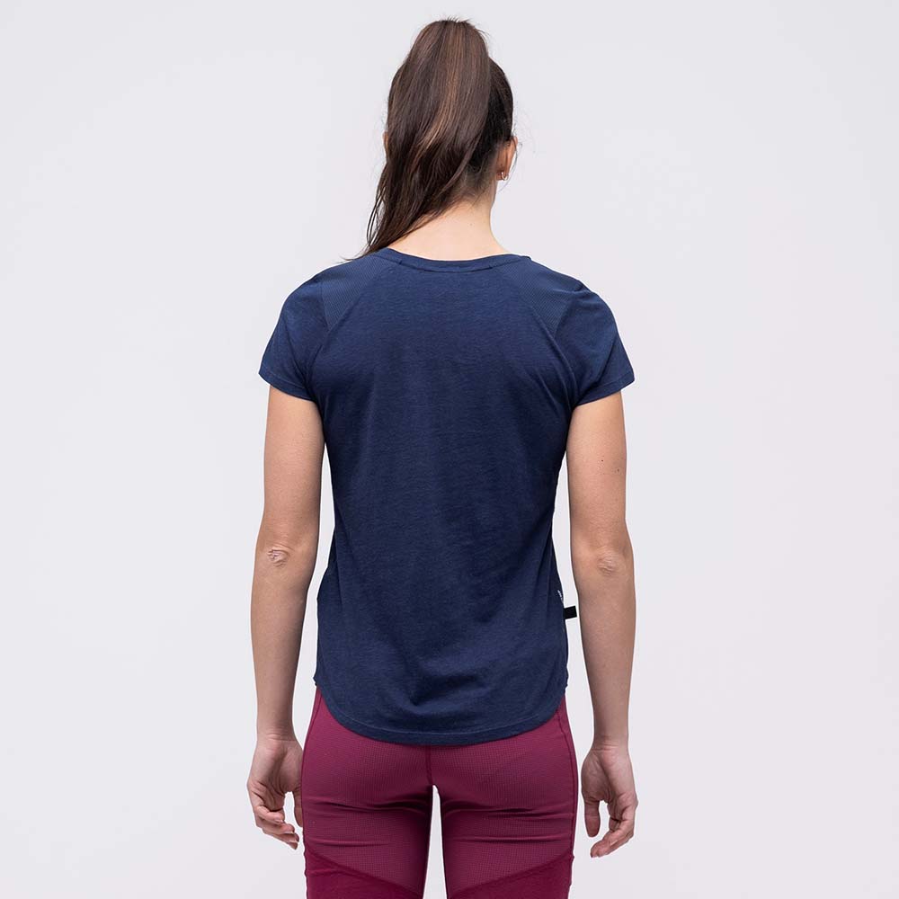 Salewa Alpine Hemp Print Navy Blue Women T-Shirts