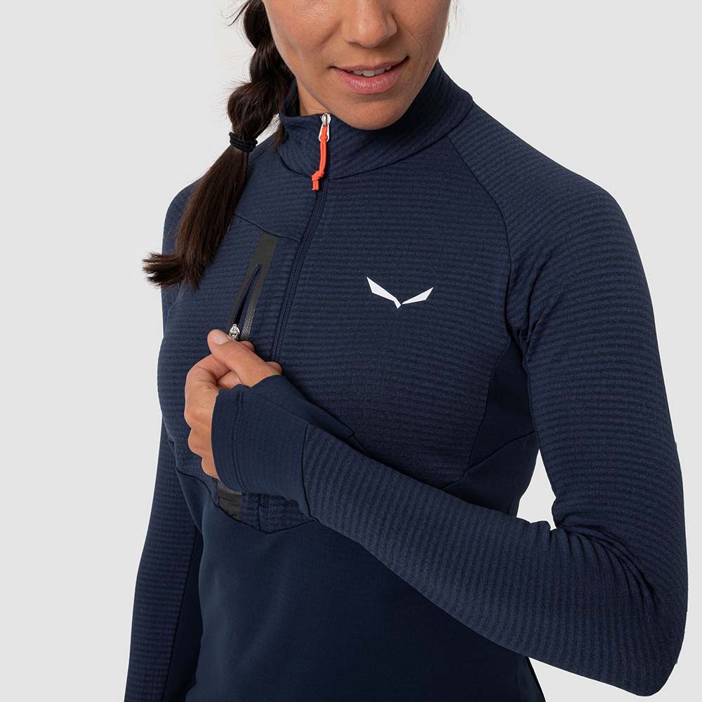 Salewa Vajolet Polarlite Responsive Half Zip Fleece Navy Blue/Black Women Tops