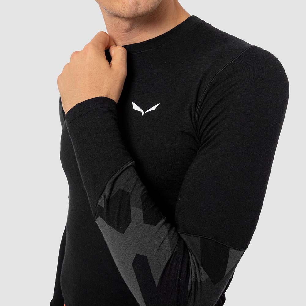 Salewa Cristallo Warm Alpine Merino Responsive Long Sleeve Black Men Baselayer