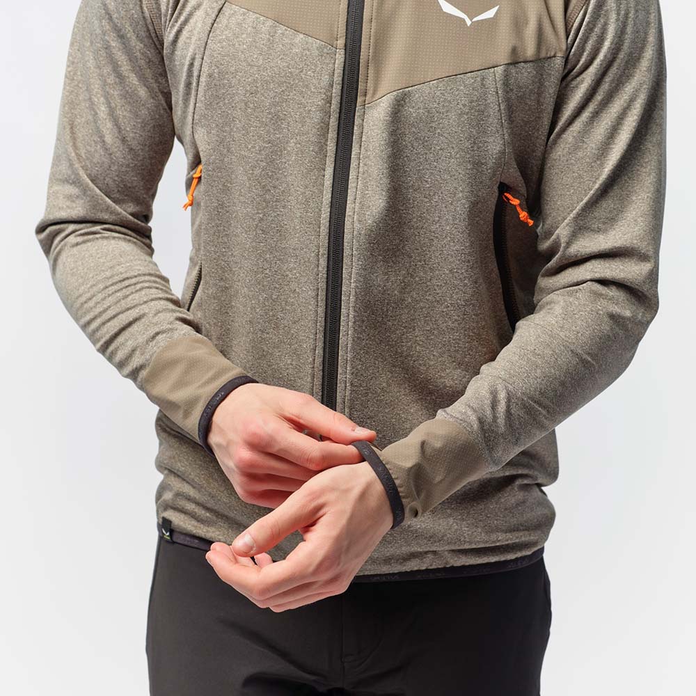 Salewa Agner Hybrid Polarlite Durastretch Brown Men Hooded Jacket