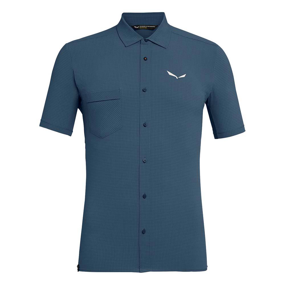 Salewa Puez Minicheck 2 Dry Short Sleeve Dark Blue Men Shirts