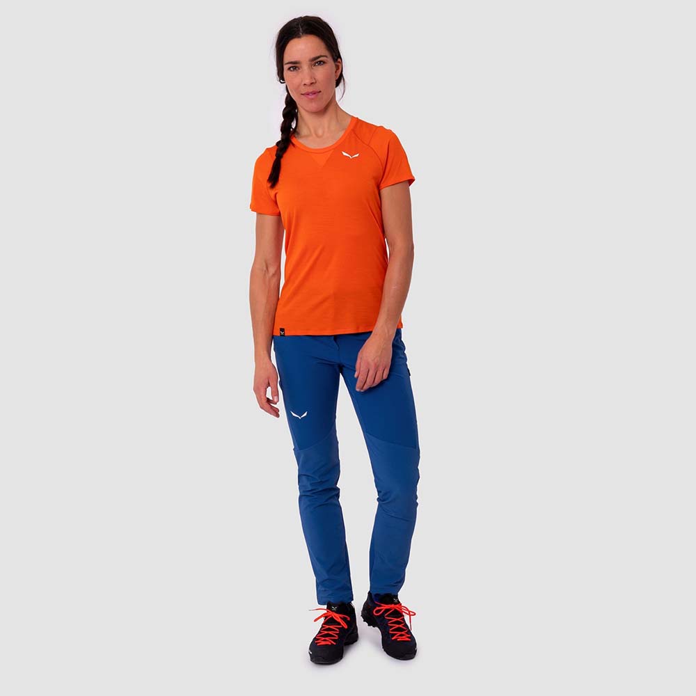 Salewa Agner Merino Red Orange Women T-Shirts