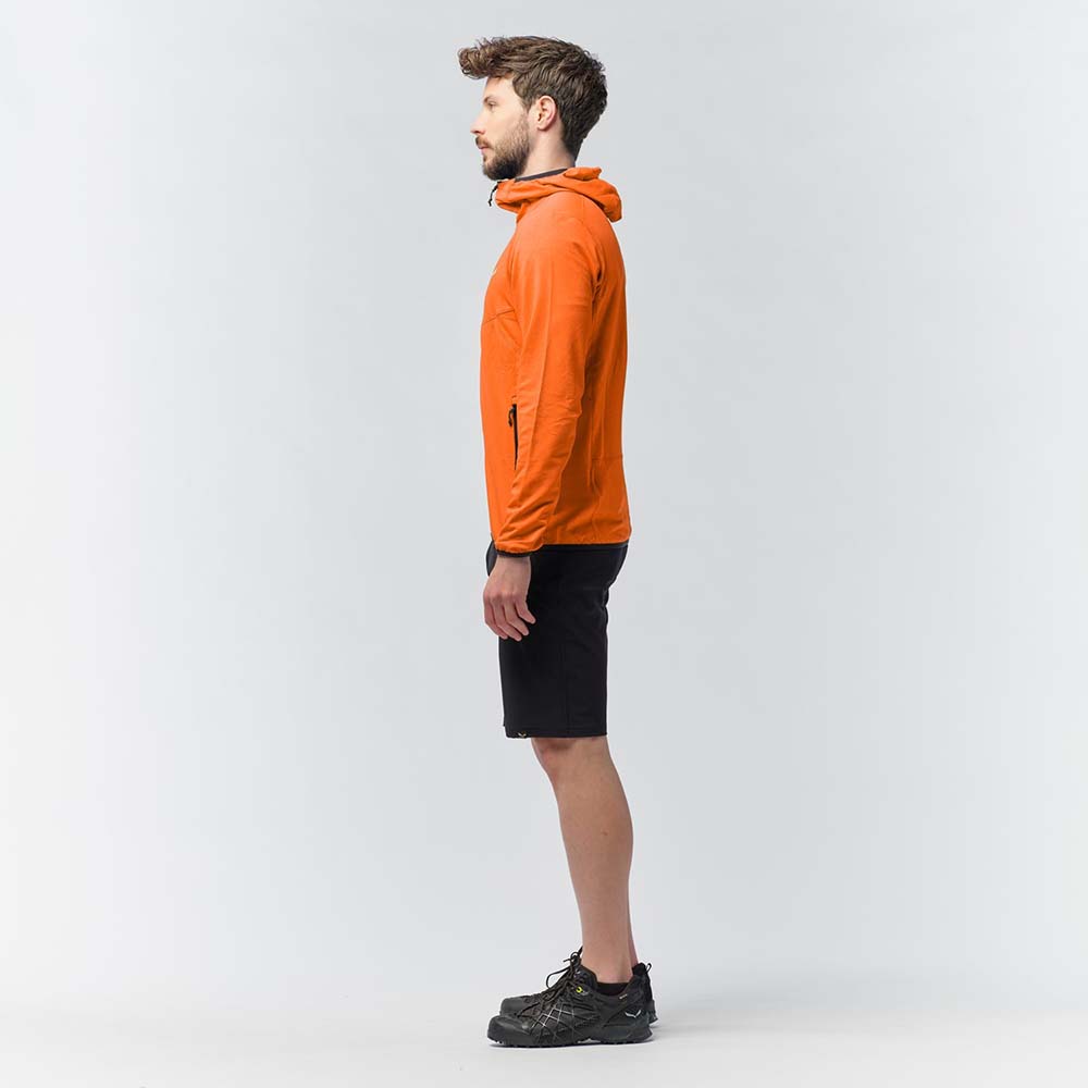 Salewa Light Micro Polarlite Full Zip Red Orange Men Hooded Jacket
