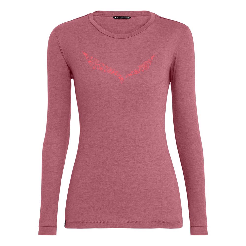 Salewa Solidlogo Dry Long Sleeve Pink Women T-Shirts