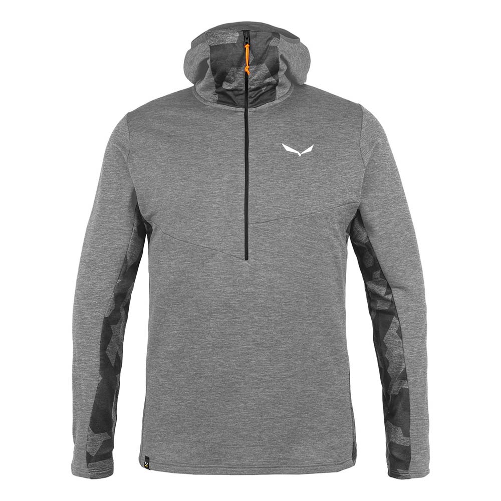 Salewa Boe Merino Hooded Half Zip Grey Men T-Shirts