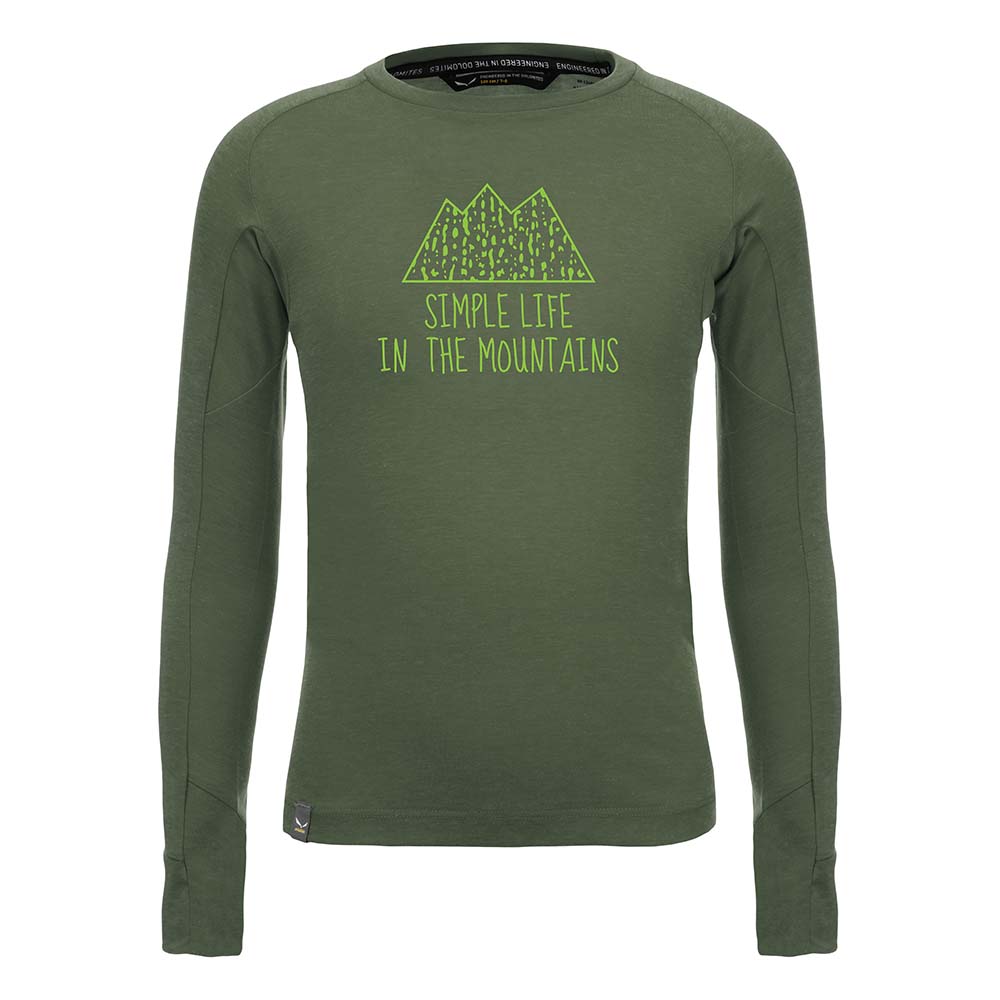 Salewa Pure Dry Graphic Long Sleeve Green Kids T-Shirts