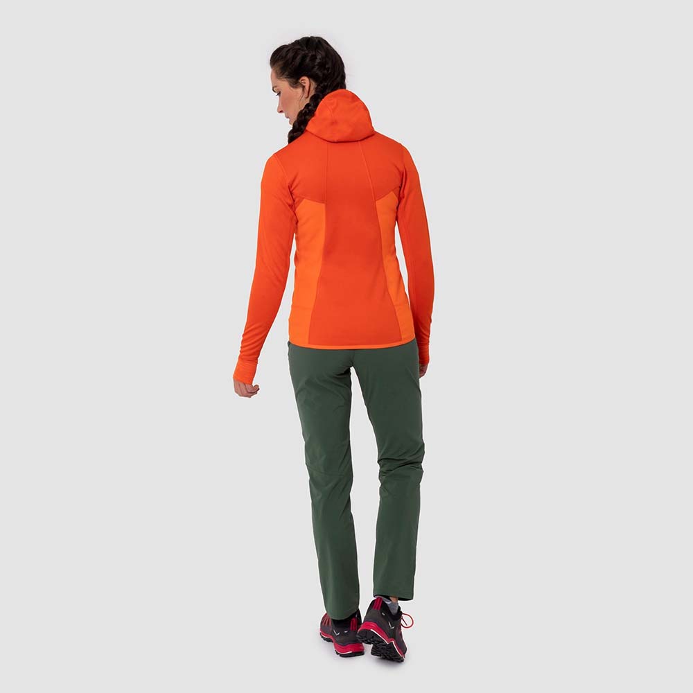Salewa Puez Hybrid Polarlite Hooded Fleece Red Orange Women Tops
