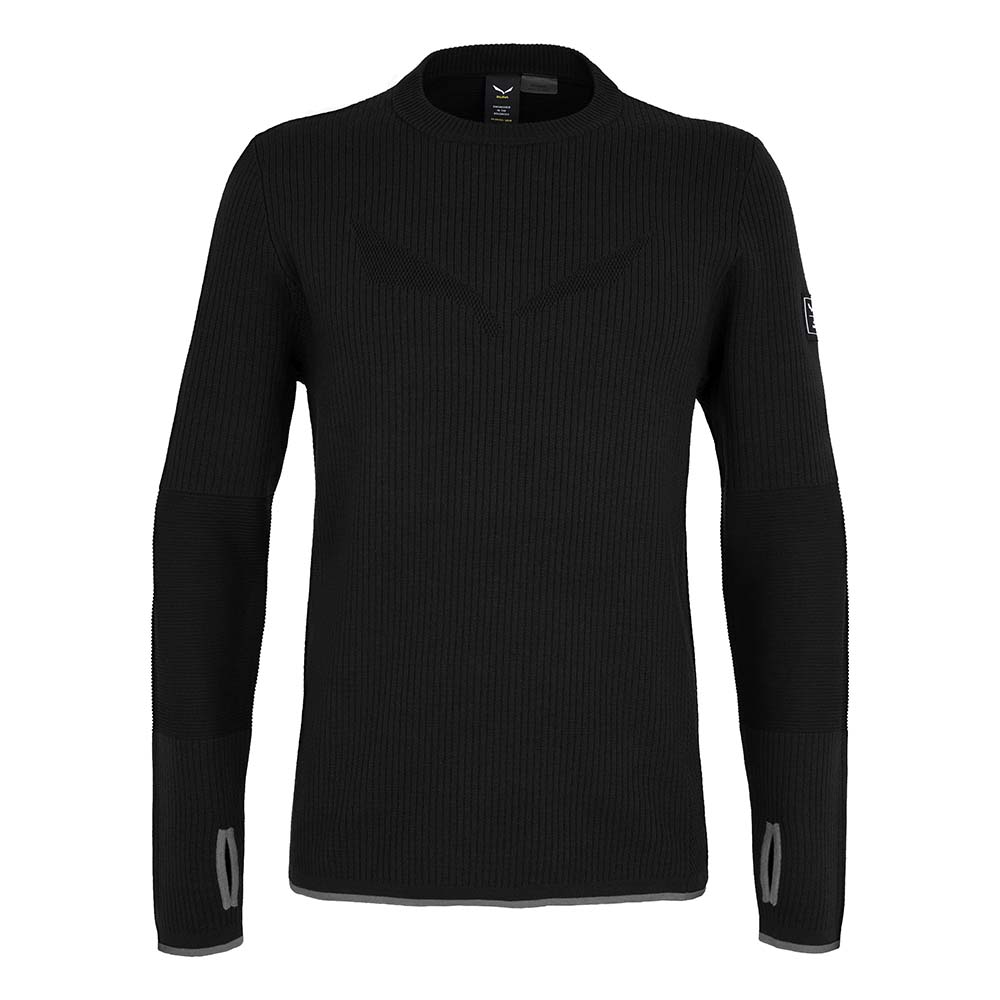 Salewa Fanes Engineered Merino Logo Black Men Pullover