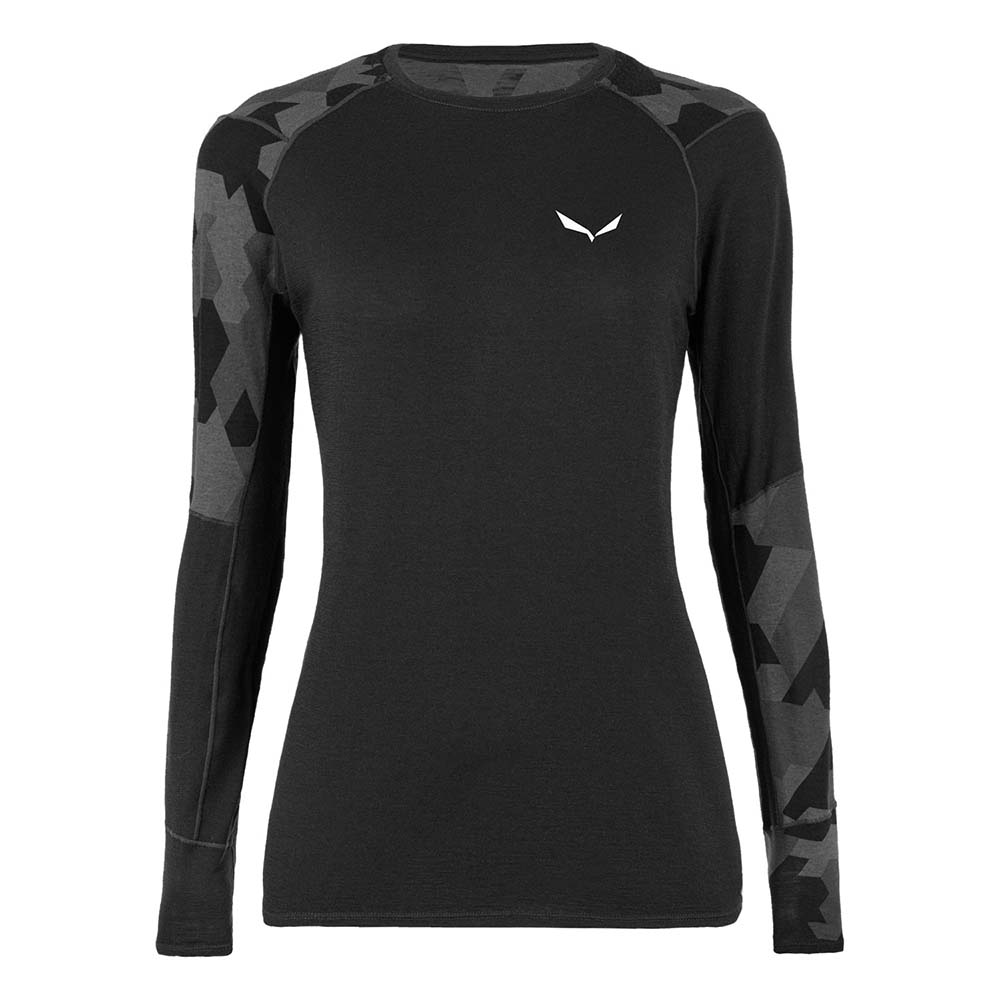 Salewa Cristallo Warm Alpine Merino Responsive Long Sleeve Black Women Baselayer