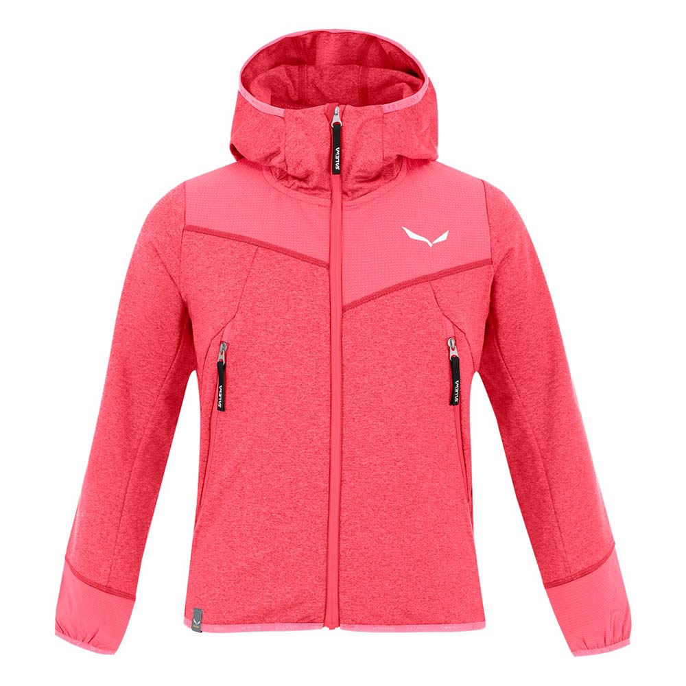 Salewa Agner Melange Polarlite Full Zip Pink Kids Hooded Jacket