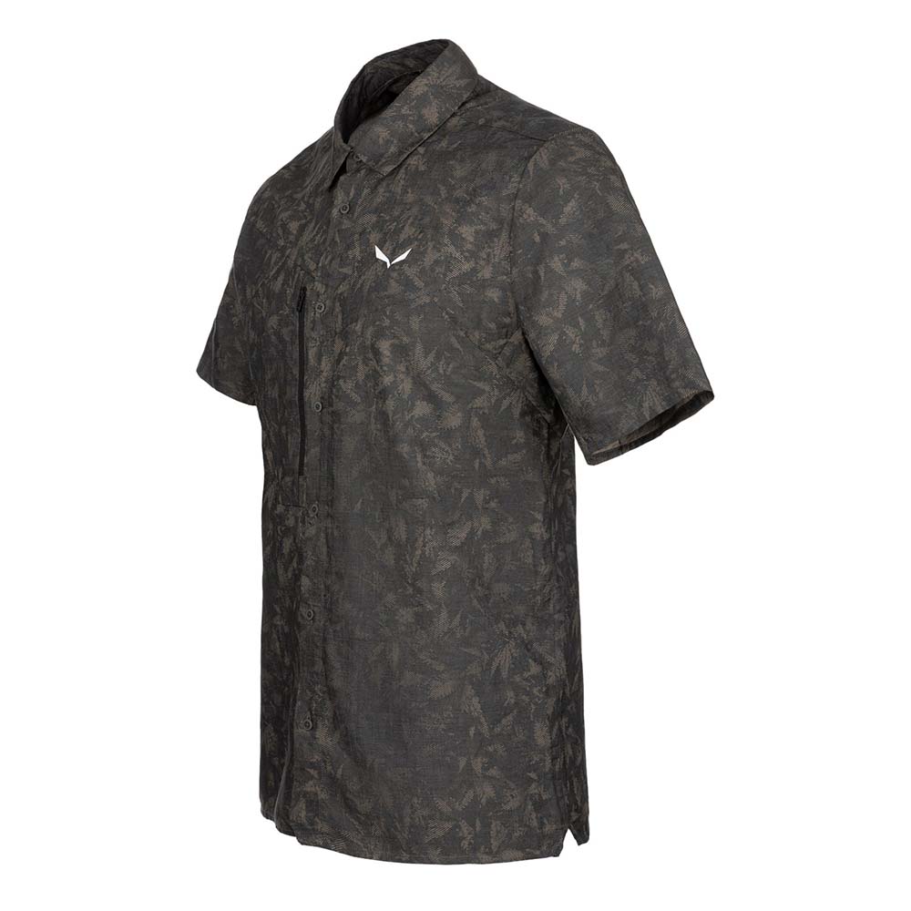 Salewa Puez Hemp Printed Short Sleeve Brown Men Shirts