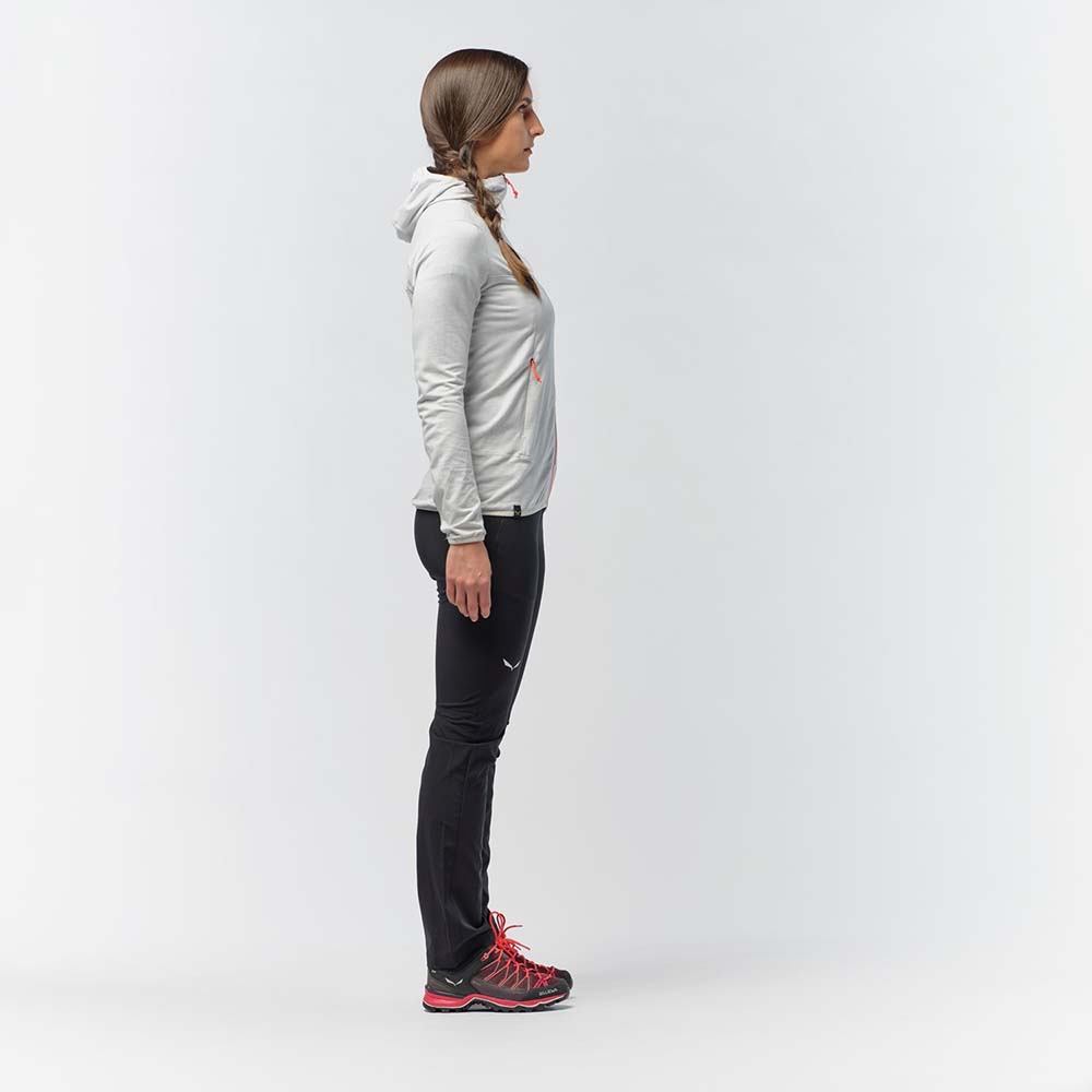 Salewa Light Micro Polarlite Full Zip White Women Hooded Jacket