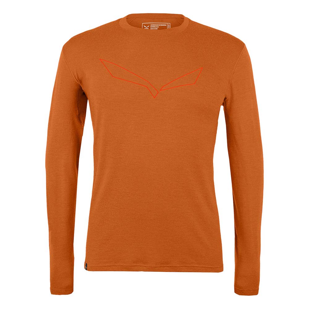 Salewa Pure Logo Alpine Merino Responsive Long Sleeve Orange Men T-Shirts