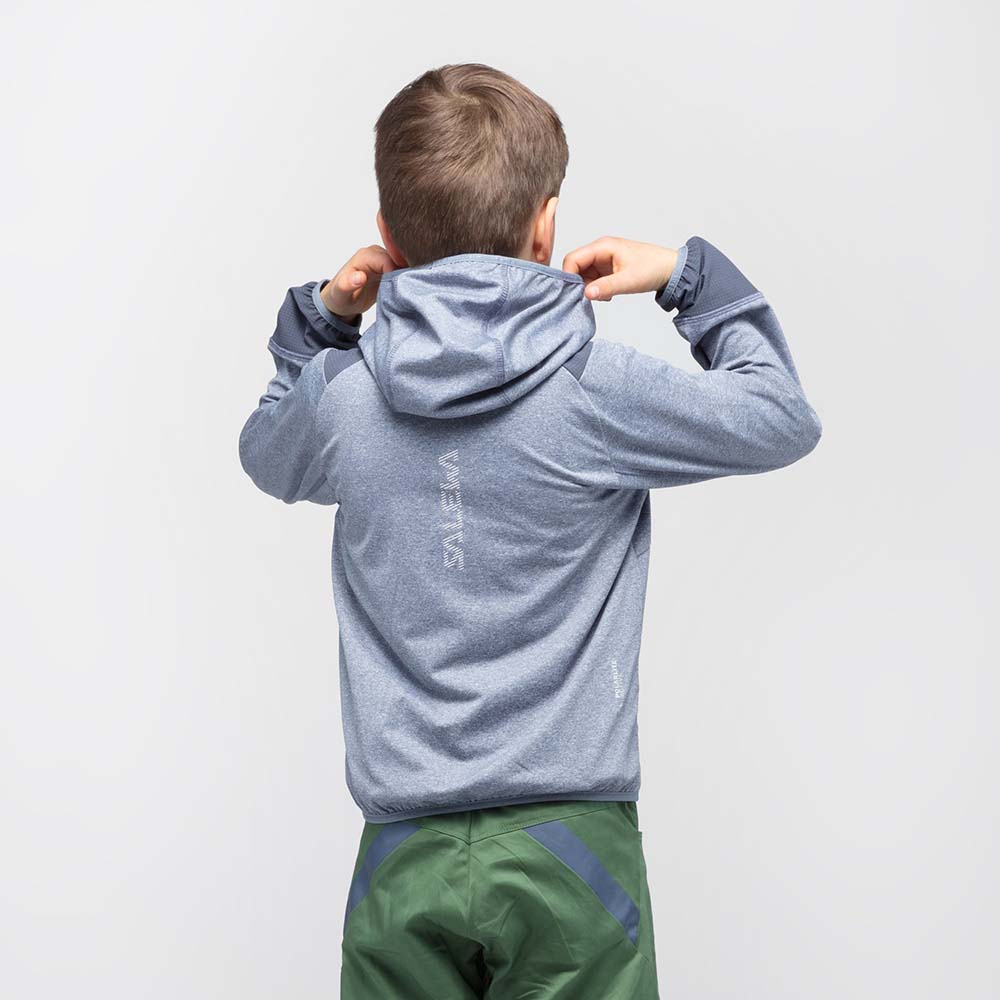 Salewa Agner Melange Polarlite Full Zip Grey Kids Hooded Jacket