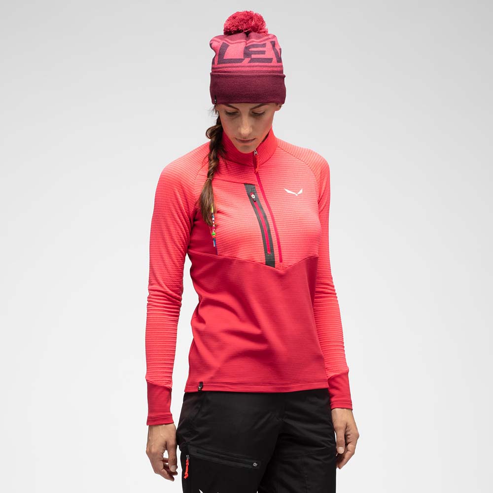 Salewa Vajolet Polarlite Responsive Half Zip Fleece Pink Women Tops