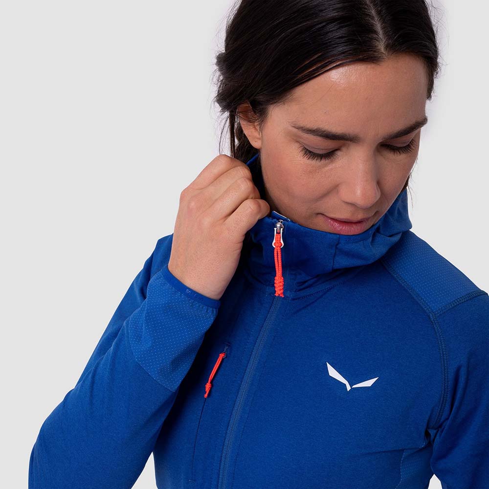 Salewa Agner Hybrid Polarlite Durastretch Blue Women Hooded Jacket