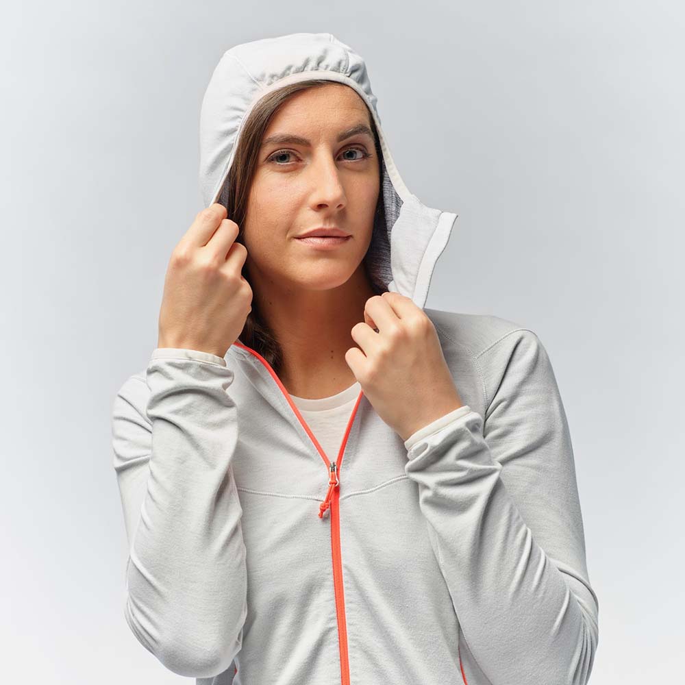 Salewa Light Micro Polarlite Full Zip White Women Hooded Jacket