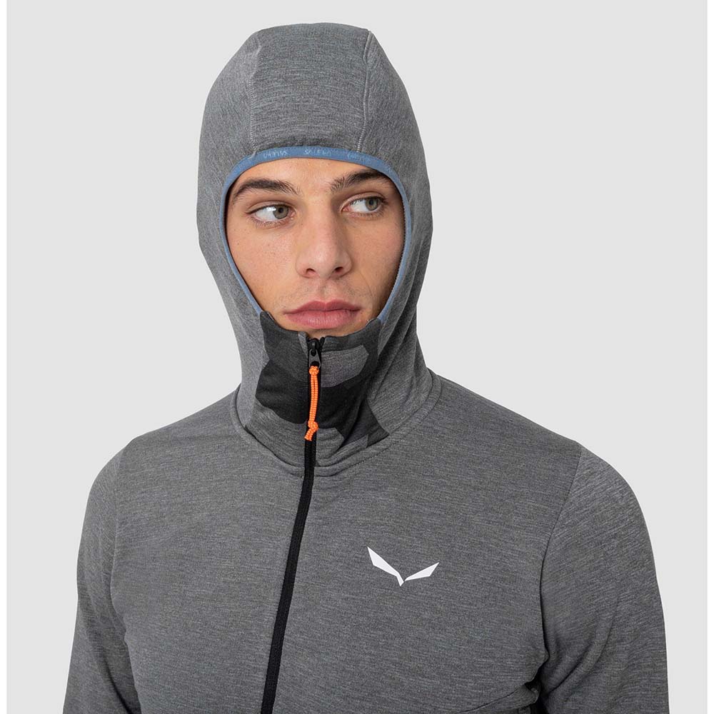Salewa Boe Merino Hooded Half Zip Grey Men T-Shirts
