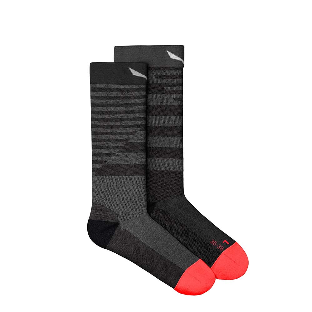 Salewa Fanes Hybrid Stripes Merino Crew Grey Women Socks