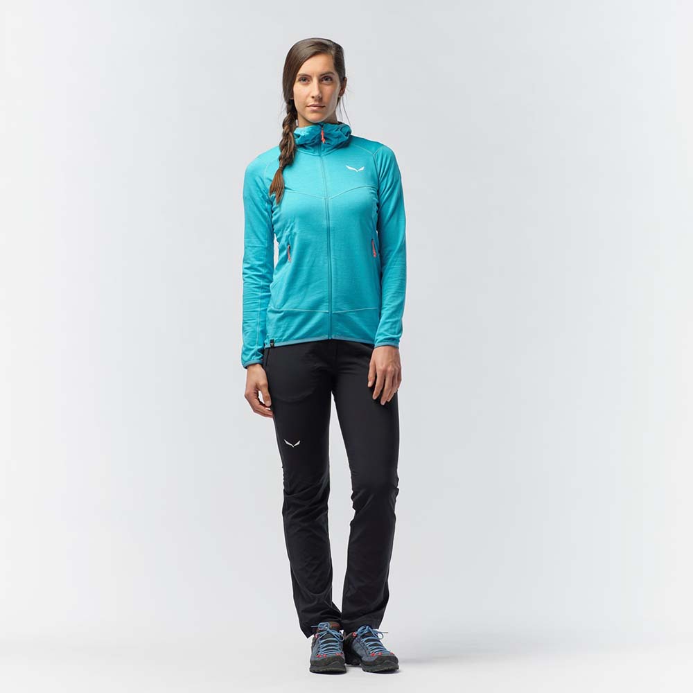 Salewa Light Micro Polarlite Full Zip Blue Women Hooded Jacket