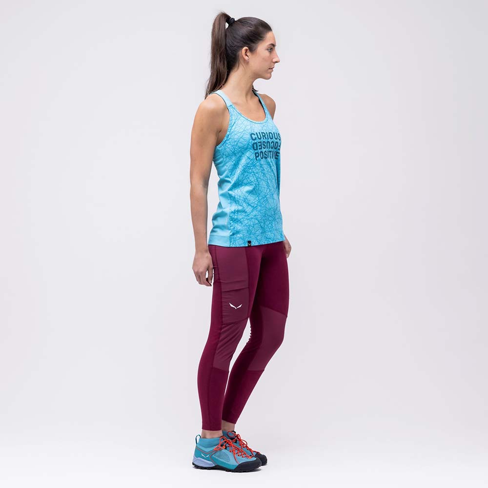 Salewa Alpine Hemp Print Maui Blue Women Tank Top