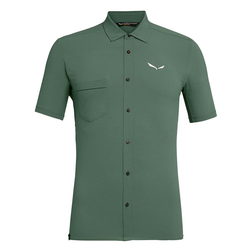 Salewa Puez Minicheck 2 Dry Short Sleeve Green Men Shirts