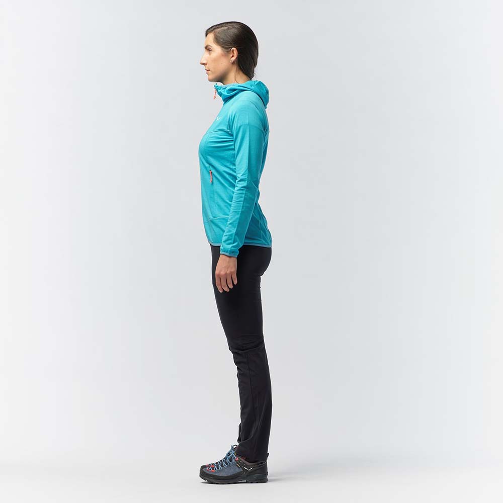 Salewa Light Micro Polarlite Full Zip Blue Women Hooded Jacket