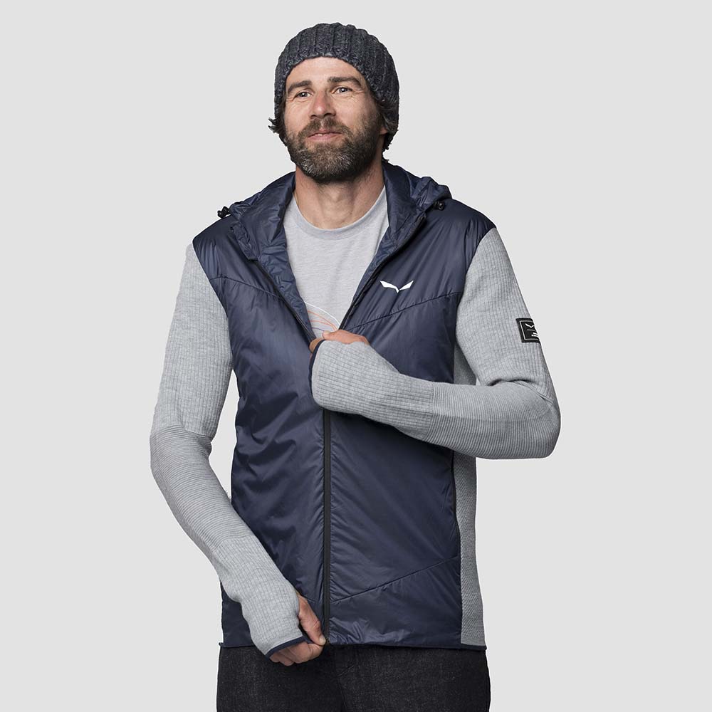 Salewa Fanes Engineered Merino Hybrid Navy Blue Men Jacket