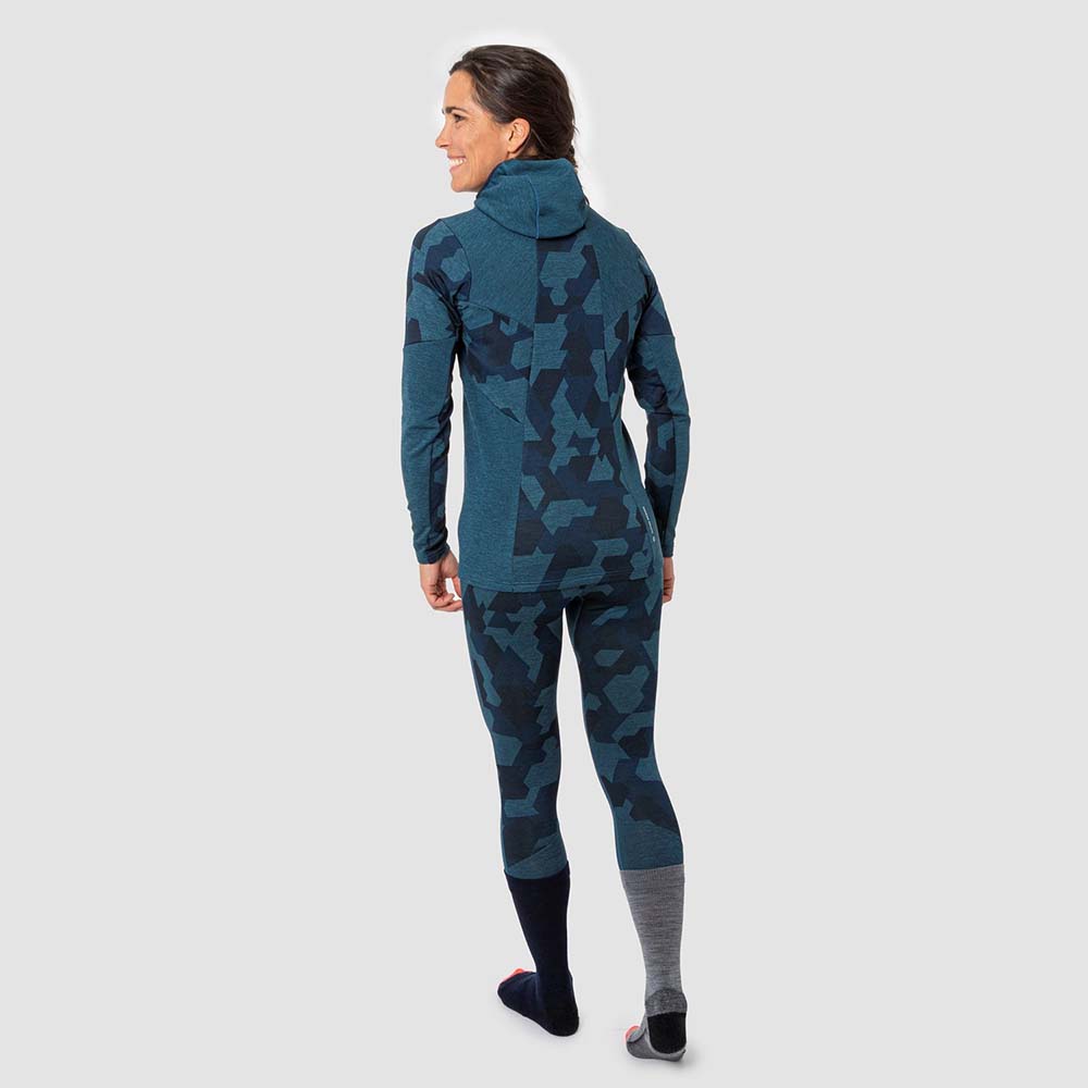 Salewa Boe Merino Hooded Half Zip Navy Blue Women T-Shirts