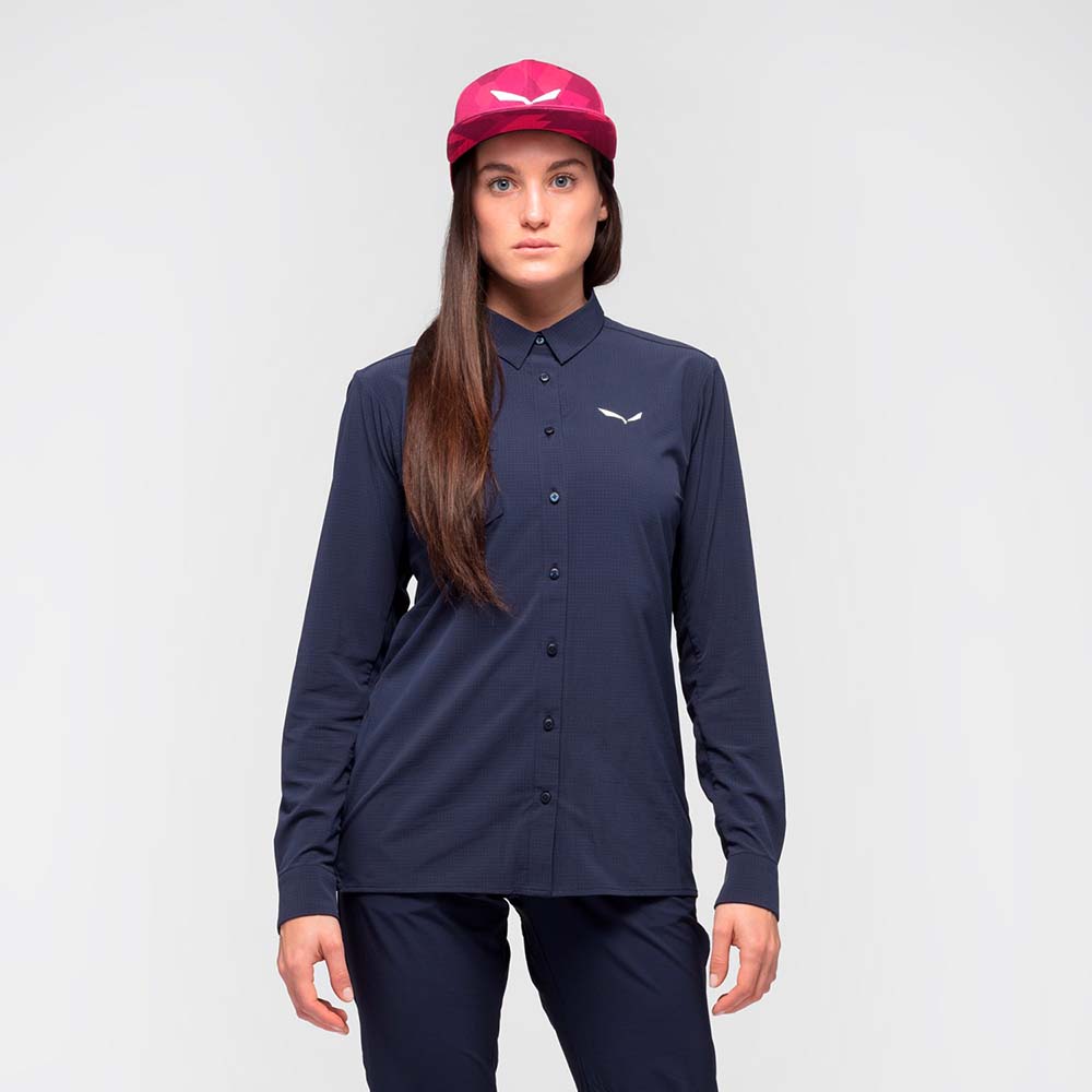 Salewa Puez Minicheck 2 Dry Navy Blue Women Shirts