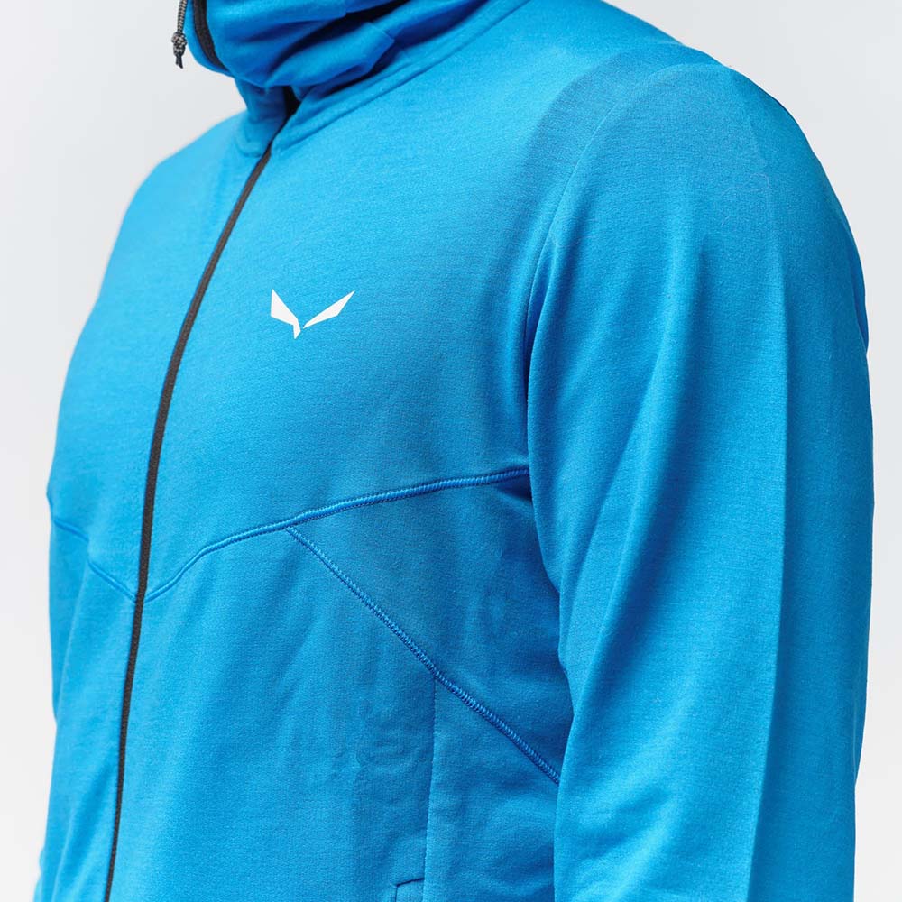 Salewa Light Micro Polarlite Full Zip Blue Men Hooded Jacket