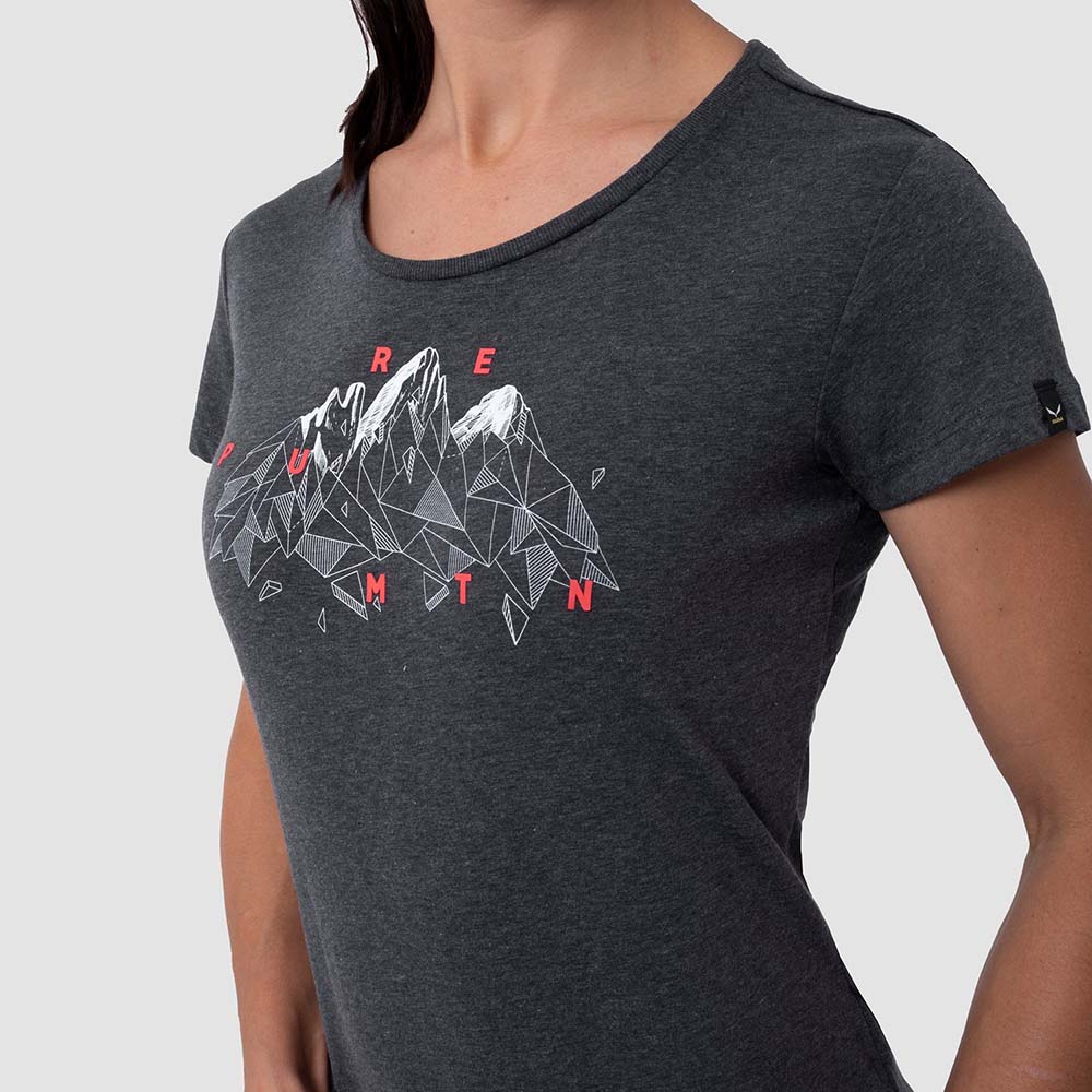 Salewa Geometric Dry Navy Blue Women T-Shirts