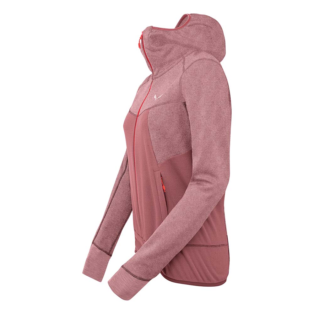 Salewa Puez Hybrid Polarlite Hooded Fleece Pink Women Tops
