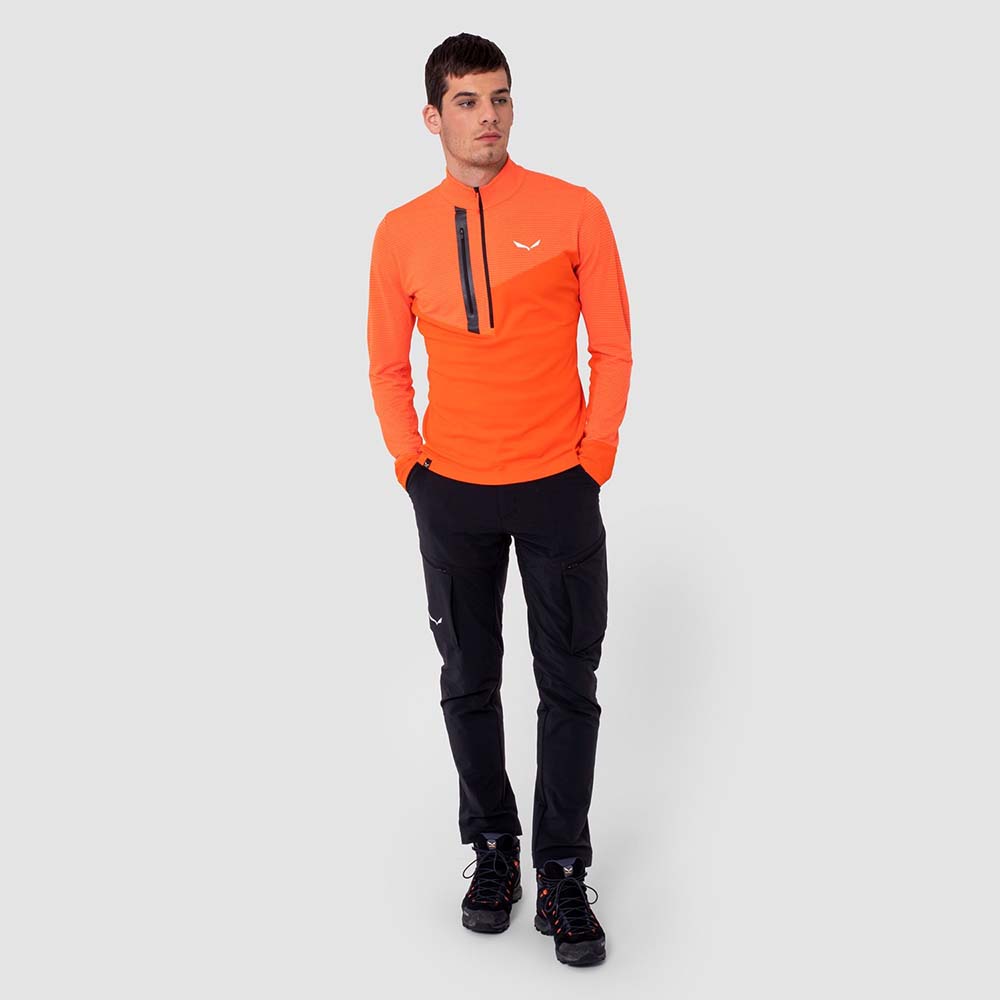 Salewa Vajolet Polarlite Responsive Half Zip Fleece Red Orange Men Tops