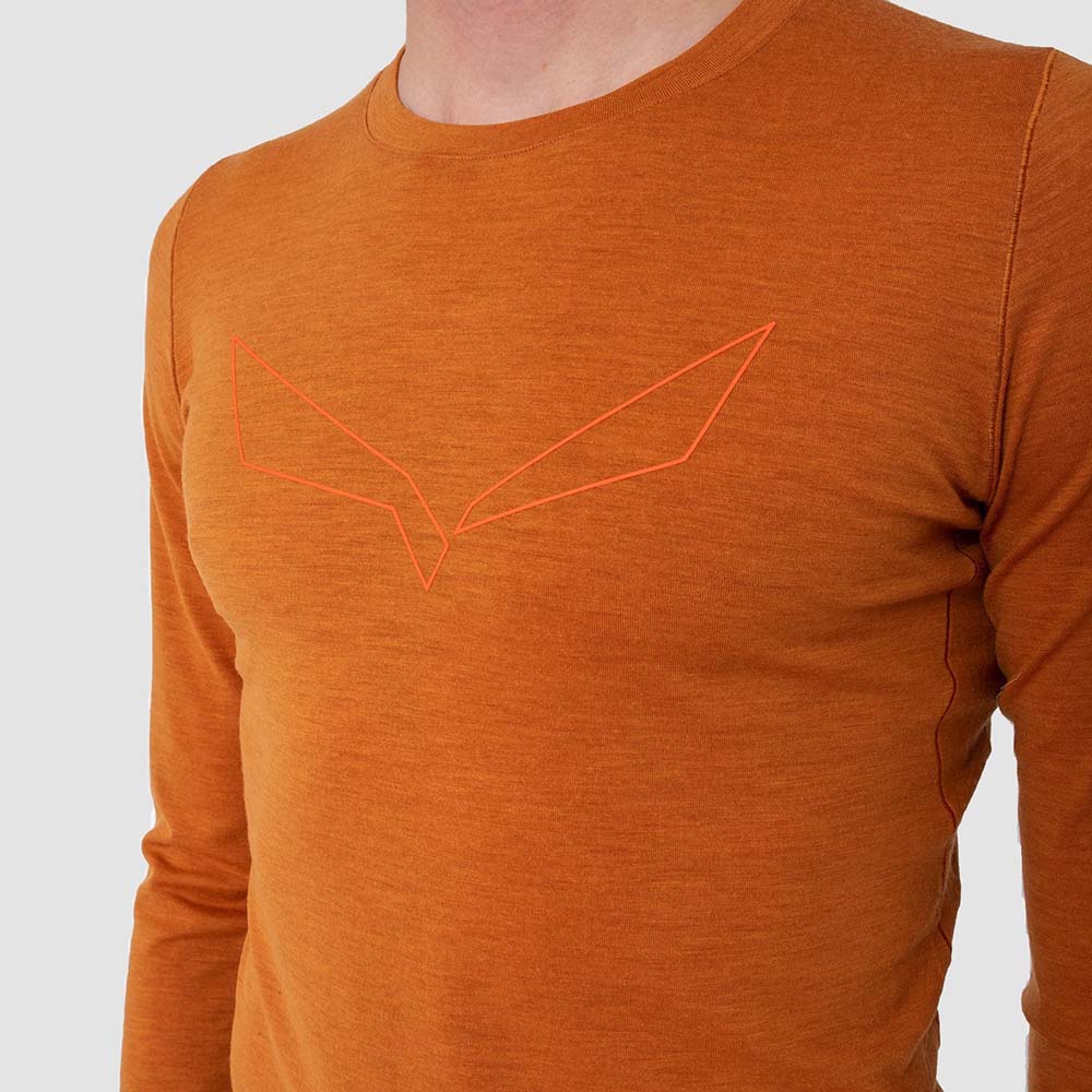 Salewa Pure Logo Alpine Merino Responsive Long Sleeve Orange Men T-Shirts