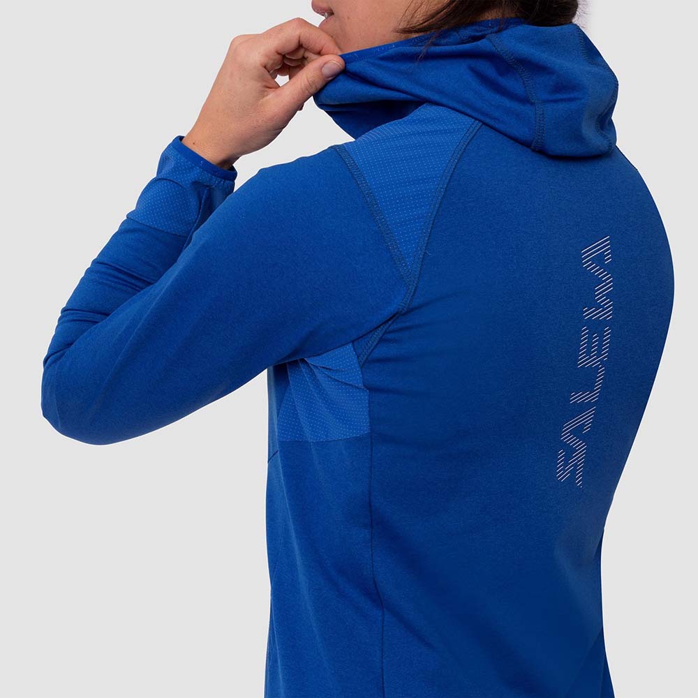 Salewa Agner Hybrid Polarlite Durastretch Blue Women Hooded Jacket