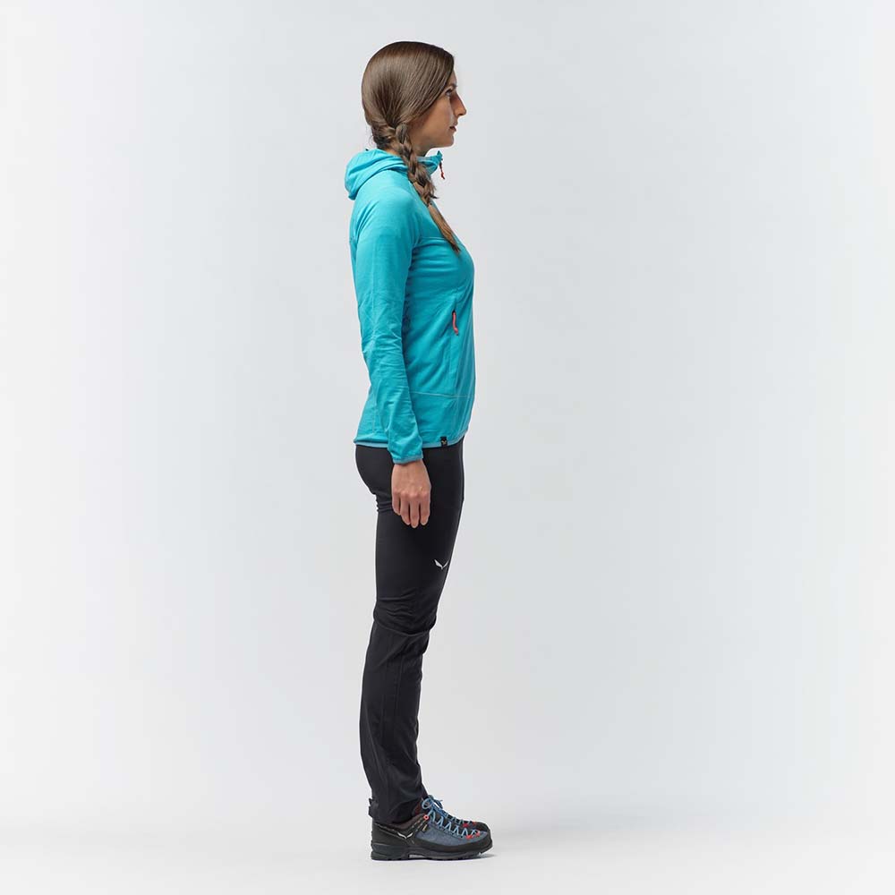 Salewa Light Micro Polarlite Full Zip Blue Women Hooded Jacket