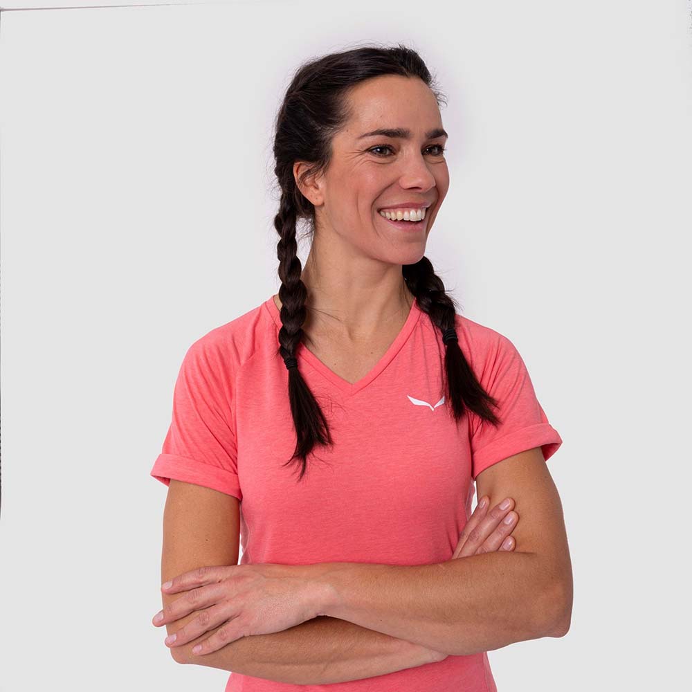 Salewa Puez Melange Dry V-Neck Pink Women T-Shirts