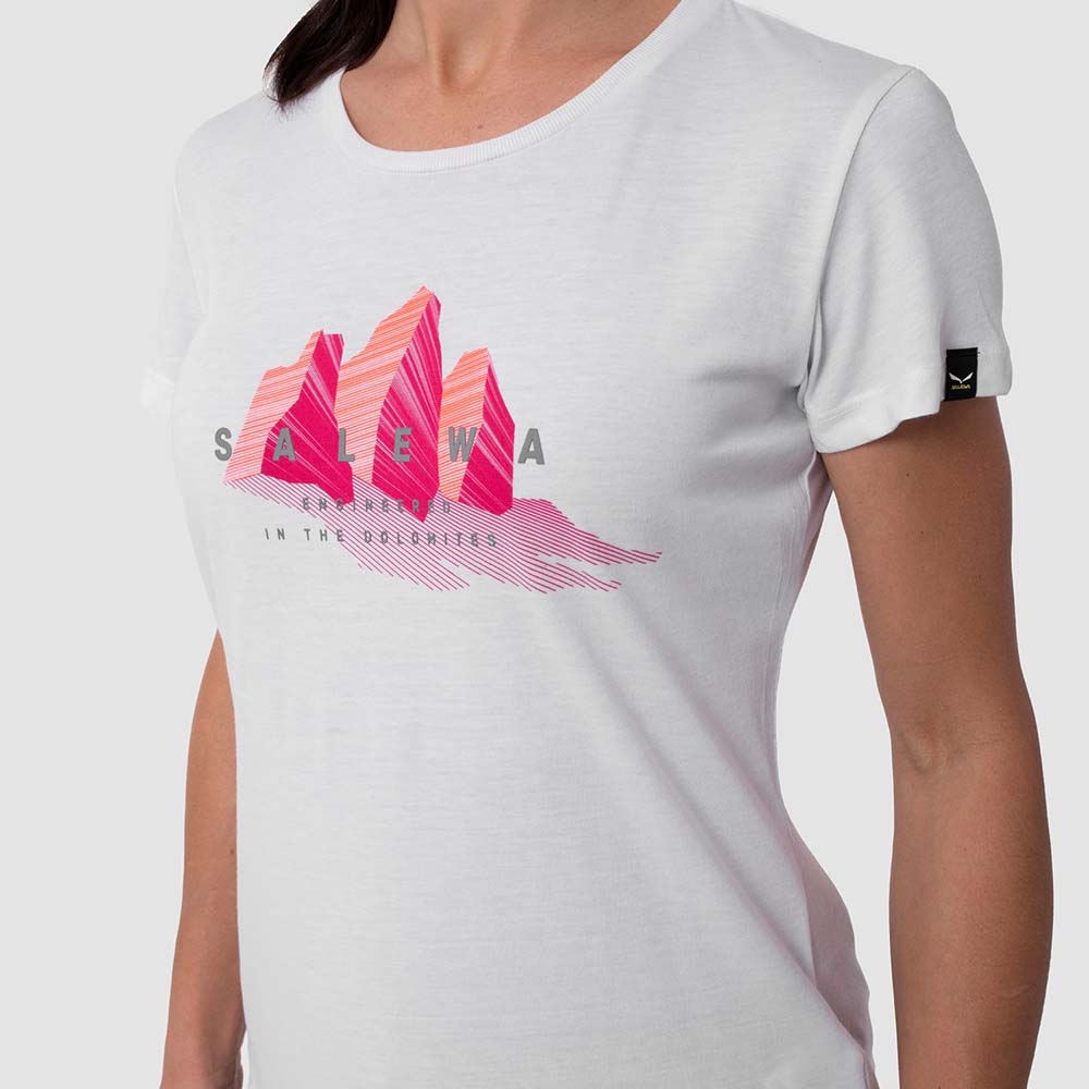 Salewa Lines Graphic Dry White Women T-Shirts