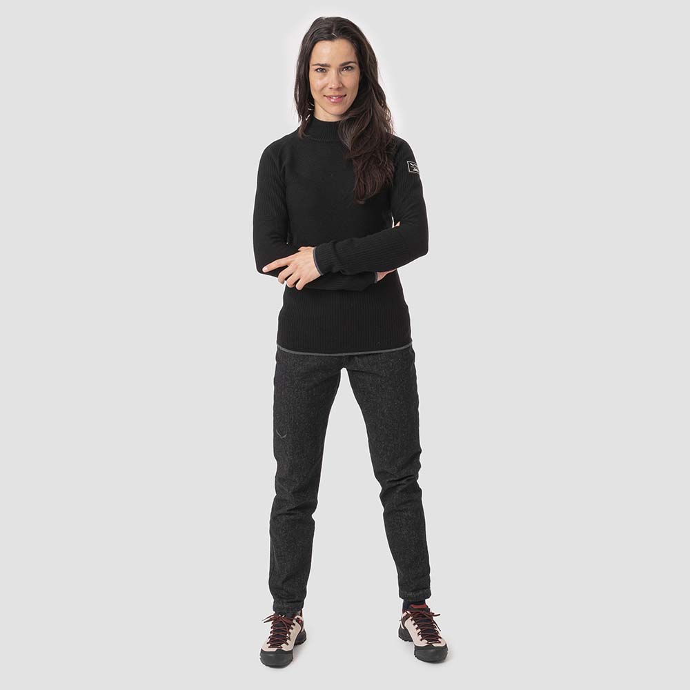 Salewa Fanes Engineered Merino Logo Black Women Pullover